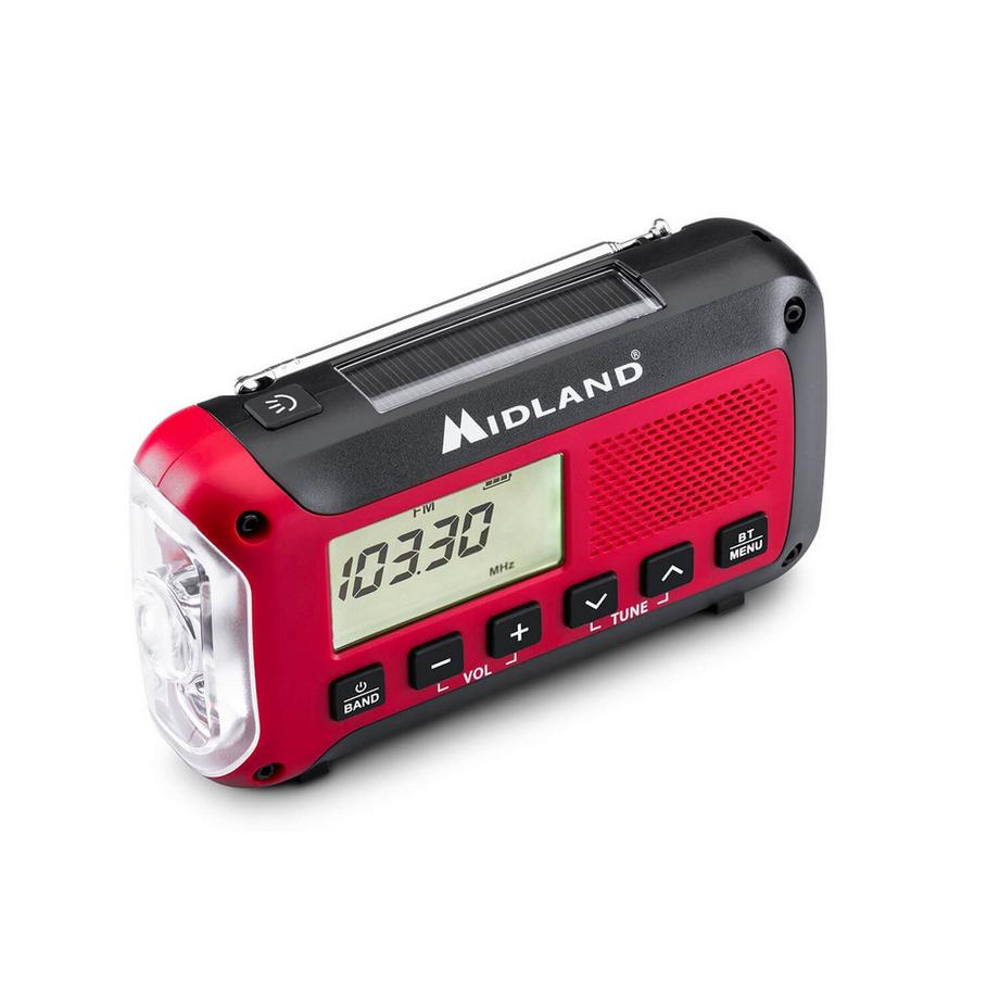 MIDLAND Notfall-Radio-Powerbank ER250BT Rot Schwarz