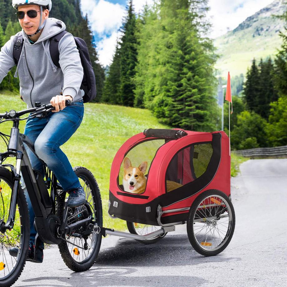 Northio  Hundeanhänger Fahrradanhänger Hundetransporter Hunde Fahrrad Anhänger Rot+Schwarz 130 X 73 X 90 Cm 