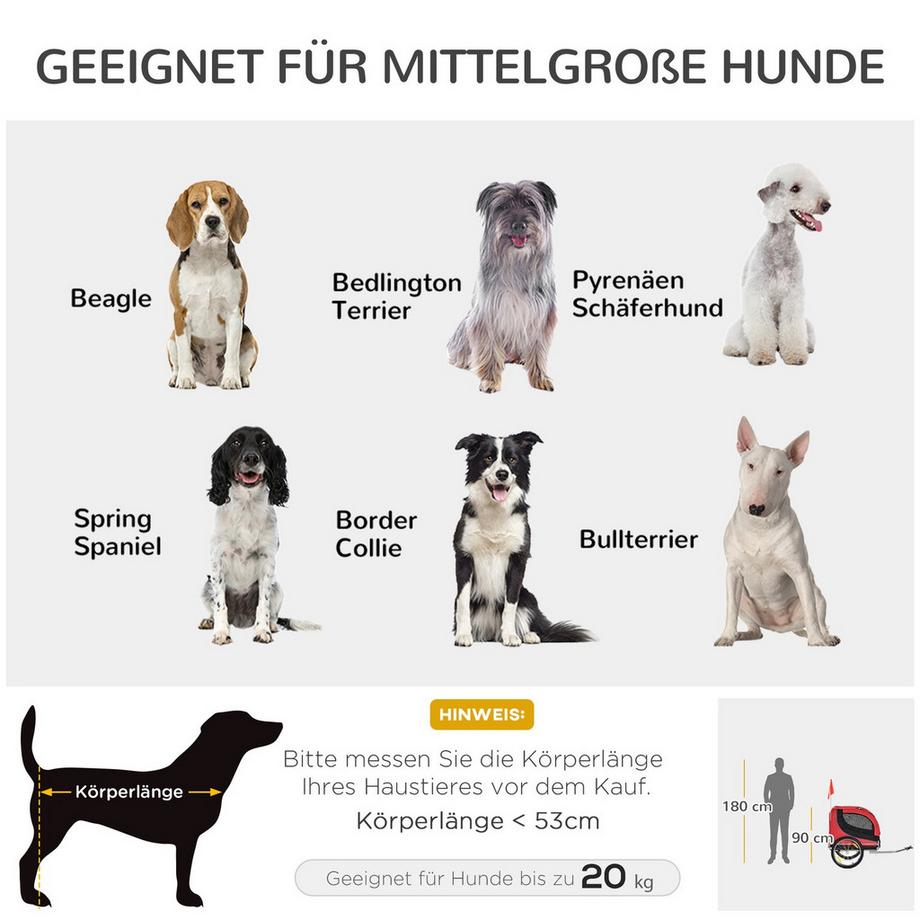 Northio  Hundeanhänger Fahrradanhänger Hundetransporter Hunde Fahrrad Anhänger Rot+Schwarz 130 X 73 X 90 Cm 