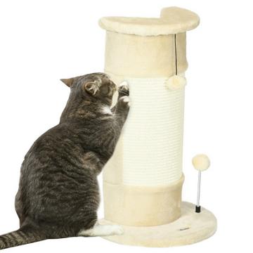 Arbre À Chat D'Angle 58 Cm Pour Chat Avec Boule À Gratter, En Sisal, Blanc Crème