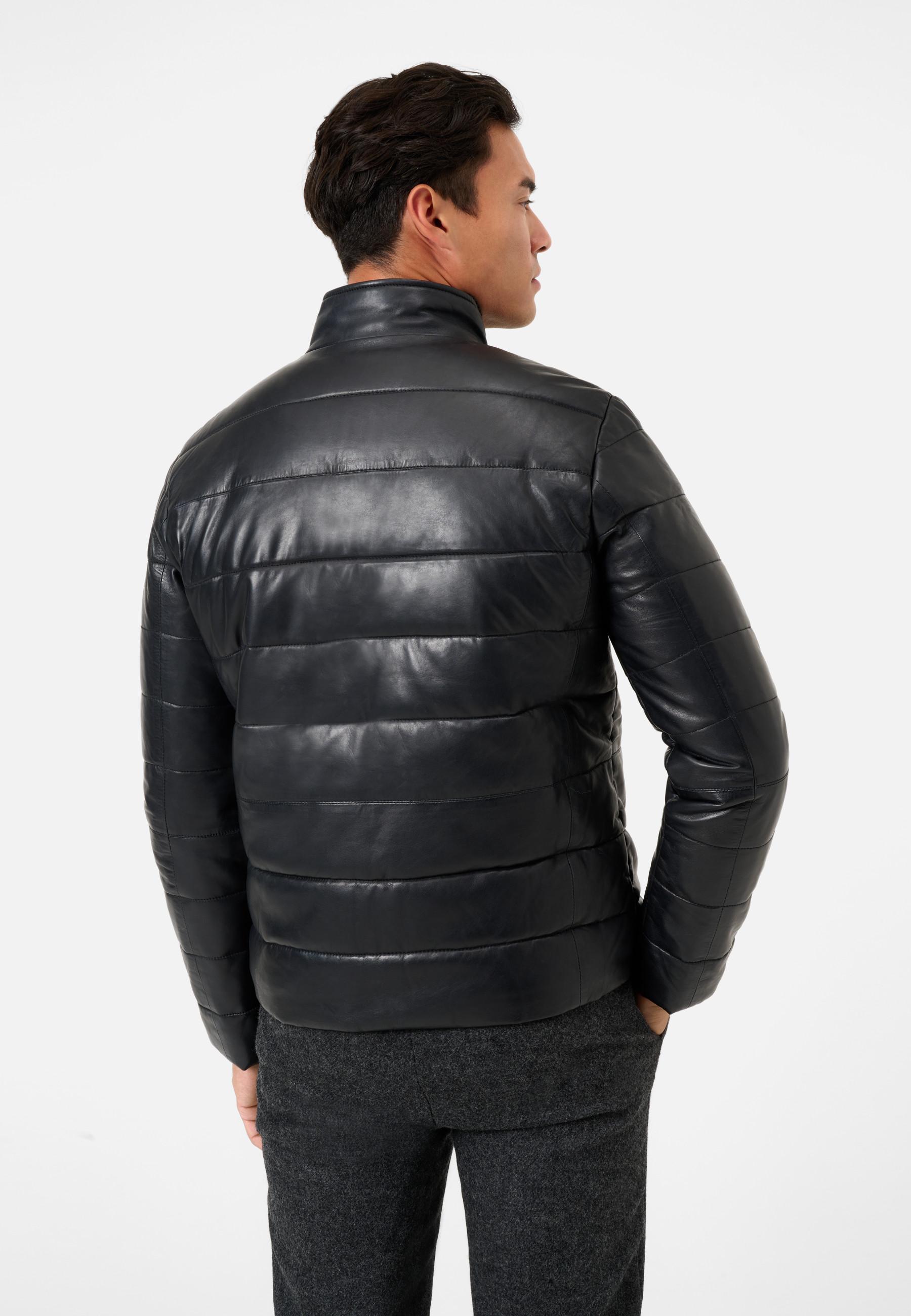 RICANO  Veste en cuir pour homme Jean, chaude avec col montant 