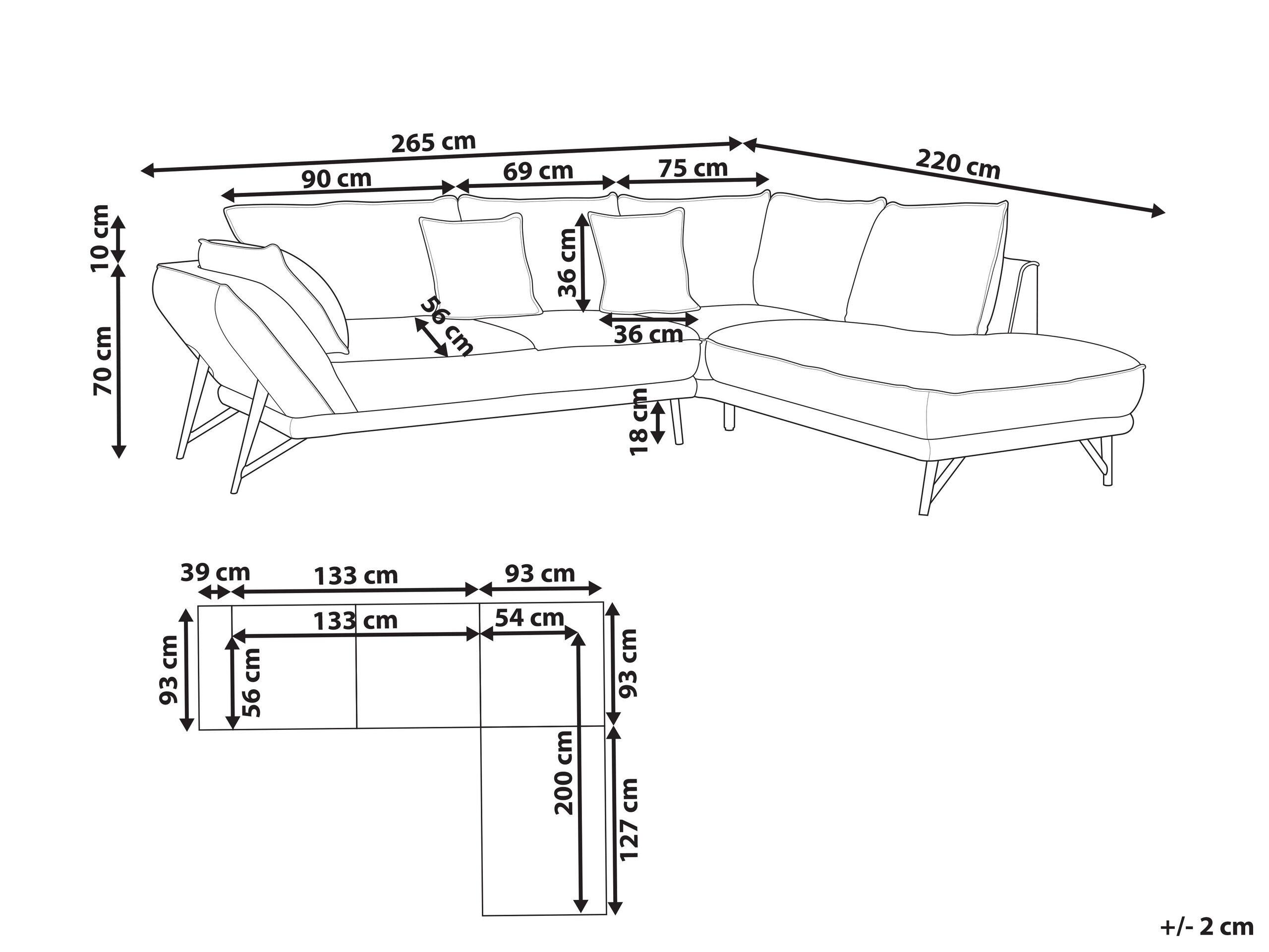 Beliani Ecksofa aus Leinen Modern ELGA  