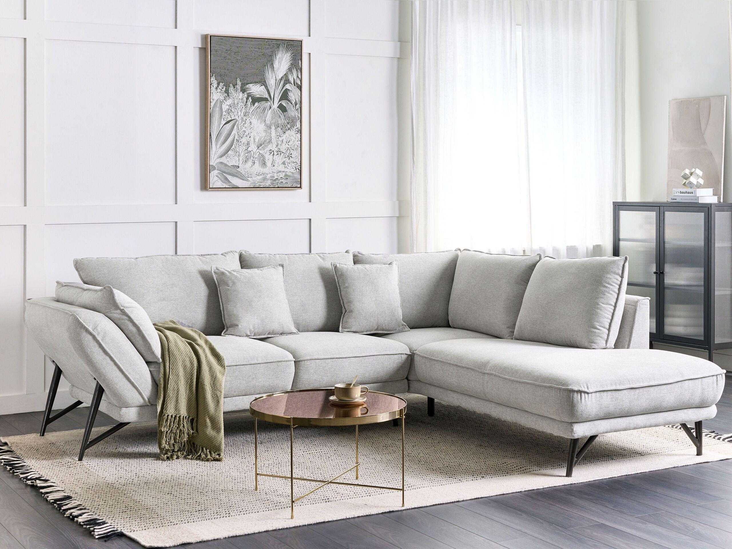 Beliani Ecksofa aus Leinen Modern ELGA  