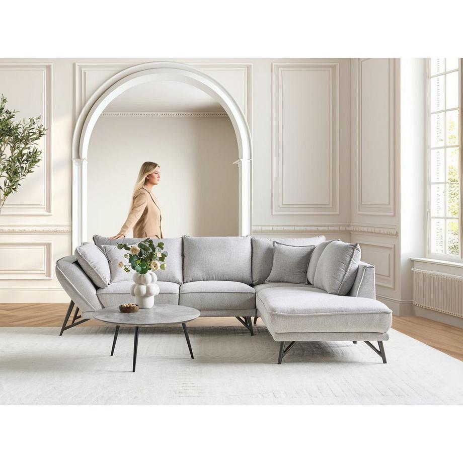 Beliani Canapé d'angle en Lin  ELGA  