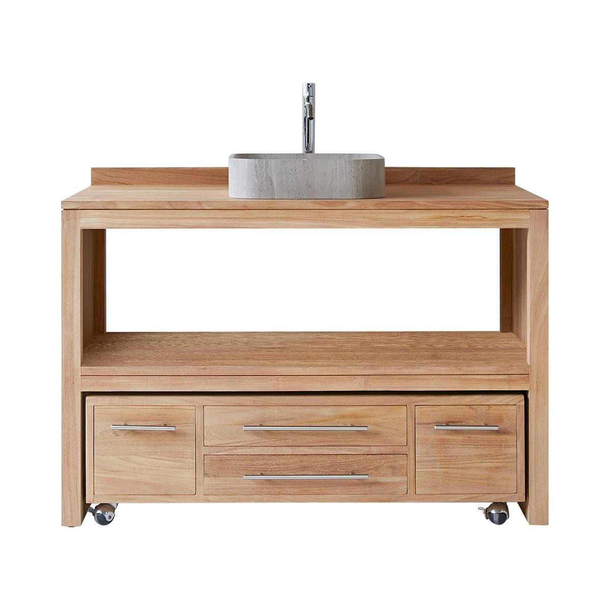 Image of Waschtischunterschrank aus massivem Teakholz 120 cm Layang Waschtischunterschrank aus massivem Teakholz 120 cm Layang