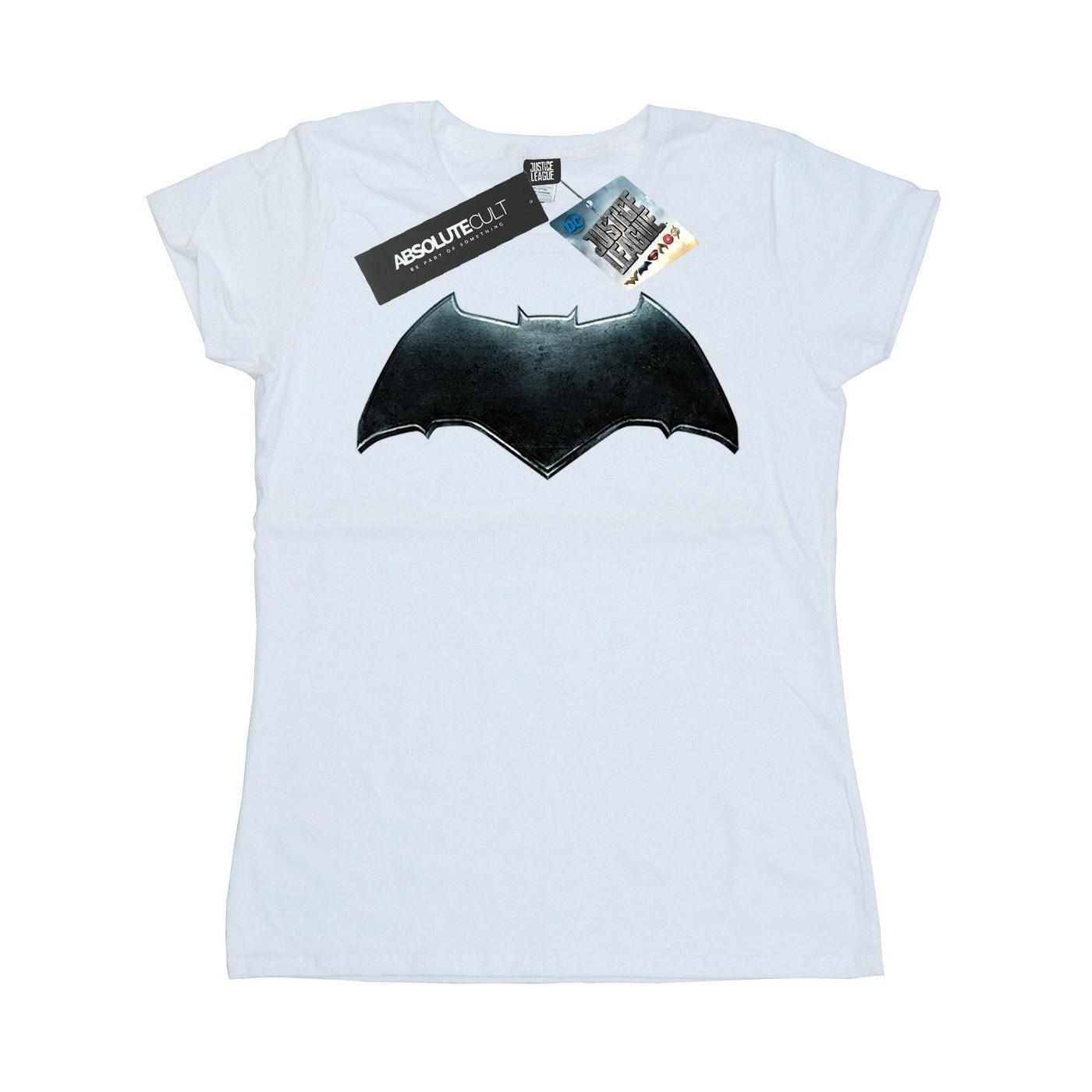 Image of Justice League Movie Batman Emblem Tshirt Damen Weiss XXL