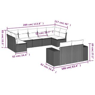 VidaXL Ensemble de canapés de jardin rotin synthétique  