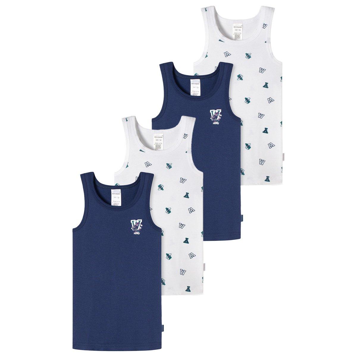 Image of 4er Pack Feinripp Organic Cotton - Unterhemd Tanktop Jungen Dunkelblau 92