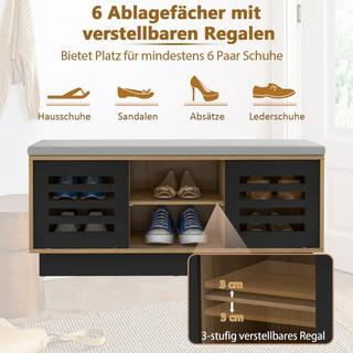 Northix 2 in 1 Sitzbank & Schuhregal mit 6 Fächer & 3 Verstellbaren Ablagen 99,5 x 34,5 x 46 cm Natur  