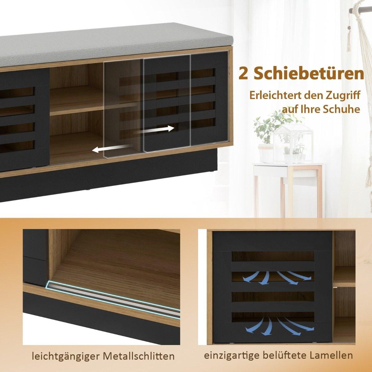 Northix 2 in 1 Sitzbank & Schuhregal mit 6 Fächer & 3 Verstellbaren Ablagen 99,5 x 34,5 x 46 cm Natur  