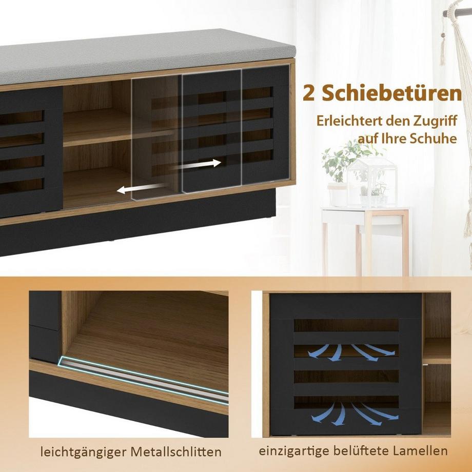 Northix Panca e scarpiera 2 in 1 con 6 scomparti e 3 ripiani regolabili 99,5 x 34,5 x 46 cm naturale  