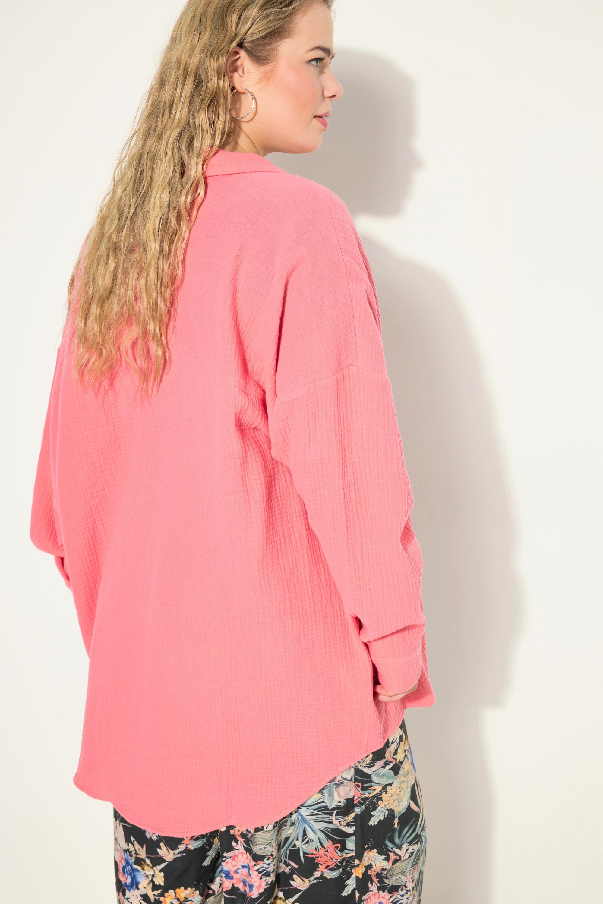 Studio Untold  Musselin Bluse, oversized, Hemdkragen, Langarm 