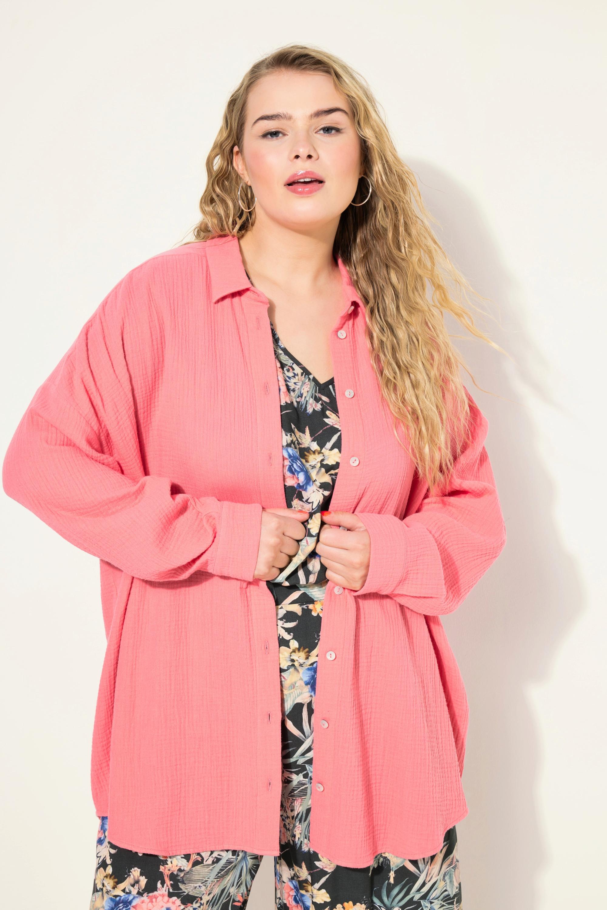 Studio Untold  Musselin Bluse, oversized, Hemdkragen, Langarm 