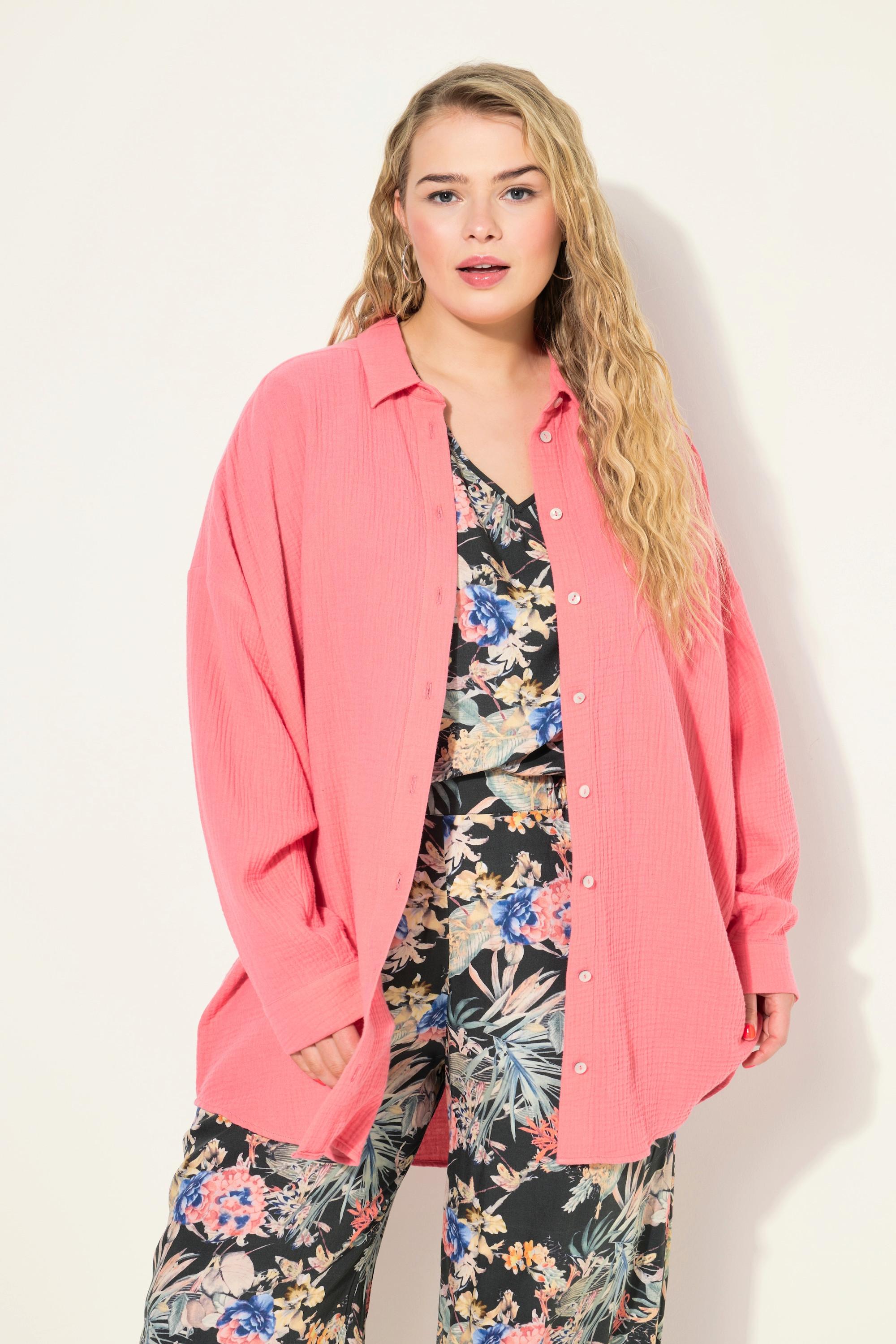 Studio Untold  Musselin Bluse, oversized, Hemdkragen, Langarm 