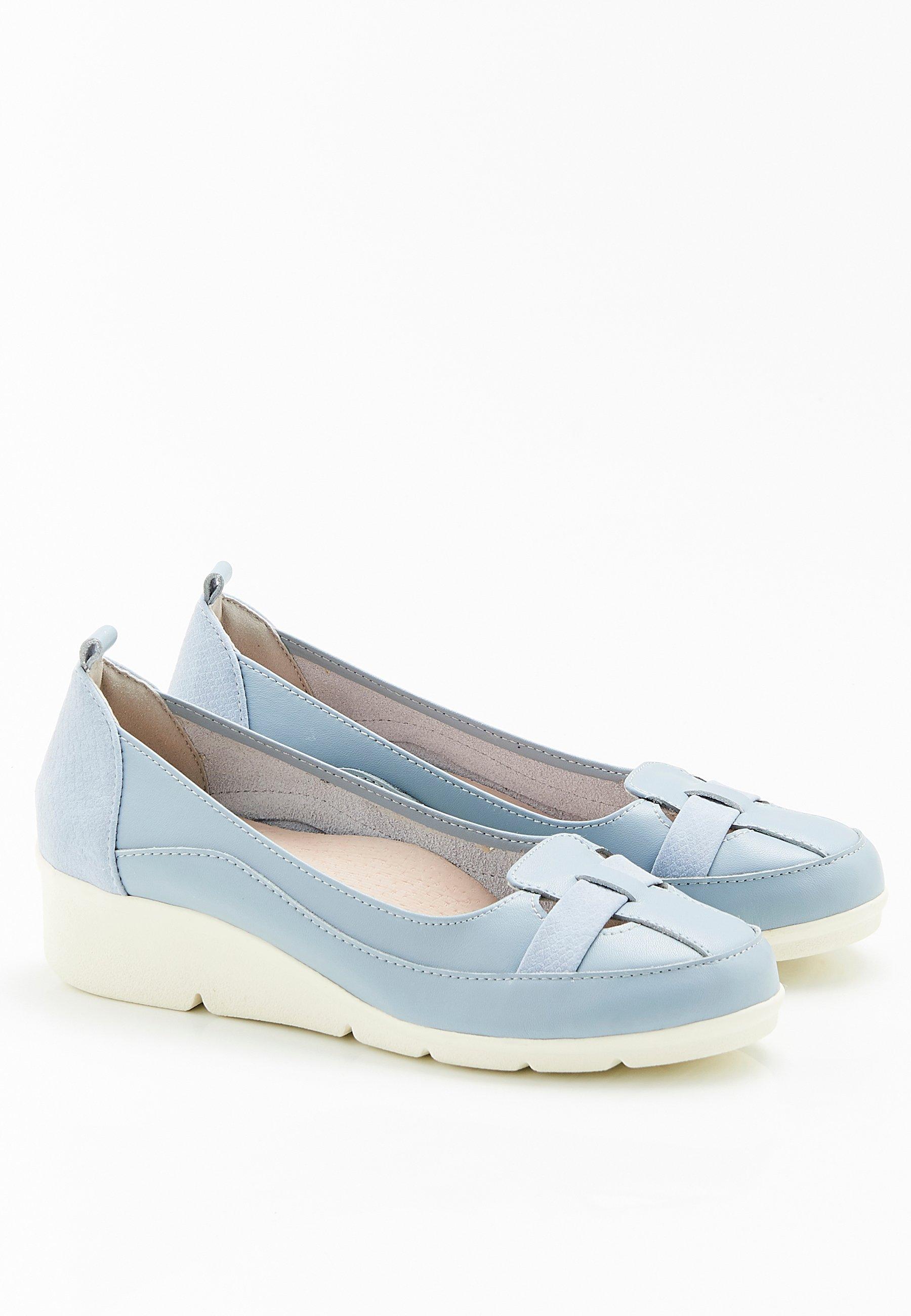 Image of Modische Mokassins Mit Keilabsatz. Damen Blau 38