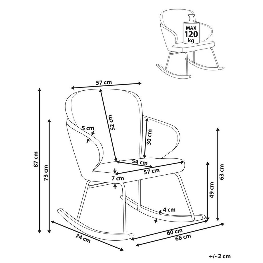 Beliani Fauteuil à bascule en Tissu Moderne VIKEN  