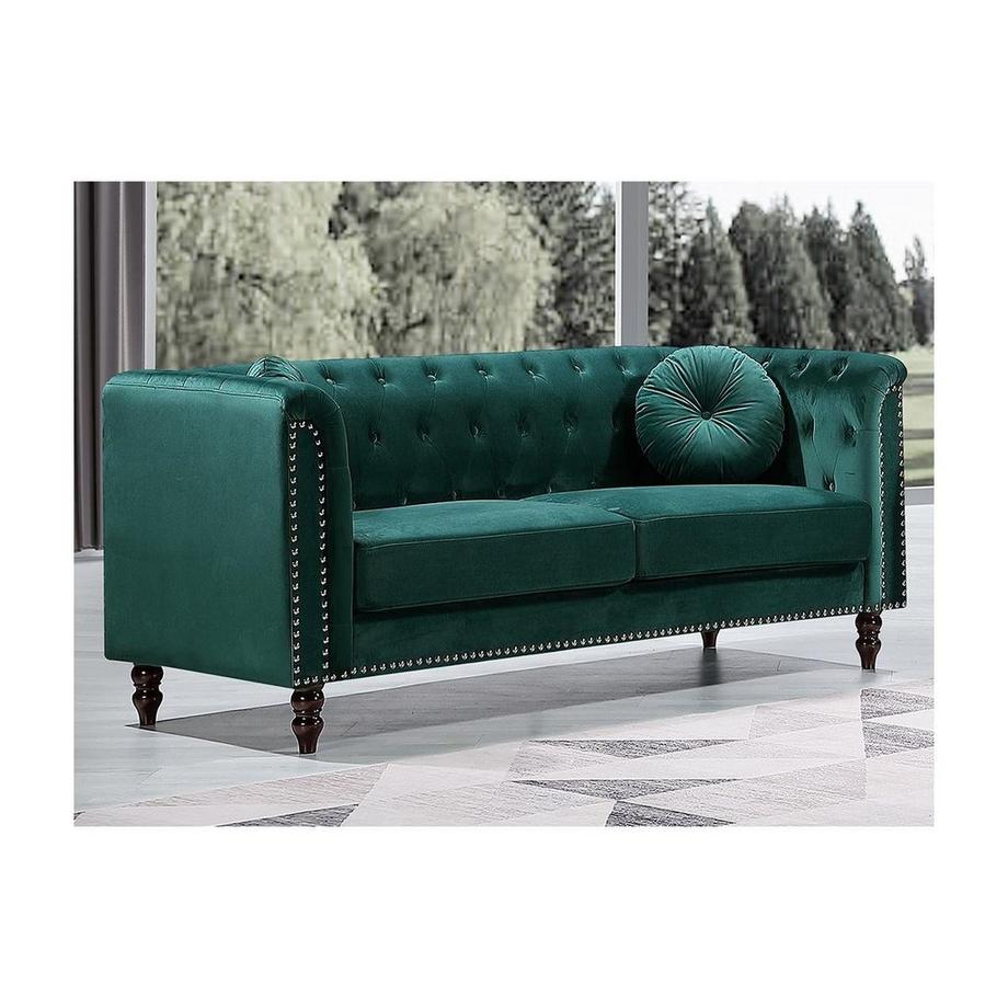 Vente-unique Canapés 3 places et 2 places en velours vert émeraude TURNER  