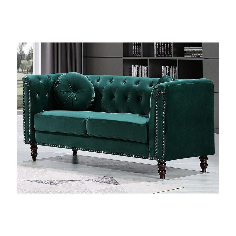 Vente-unique Canapés 3 places et 2 places en velours vert émeraude TURNER  