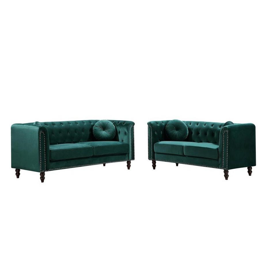 Canapés 3 places et 2 places en velours vert émeraude TURNER