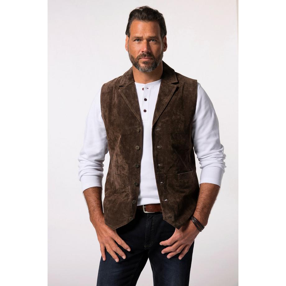 JP1880 Gilet en cuir suédé à revers  