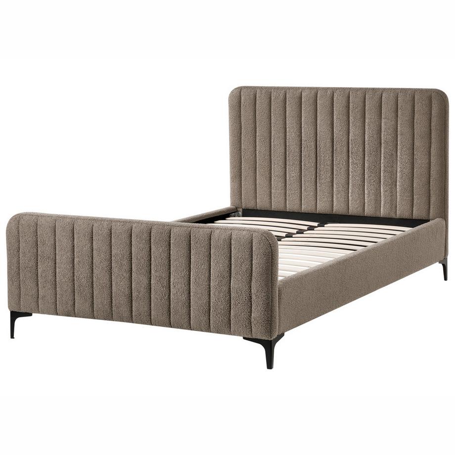 Beliani Bett mit Lattenrost aus Bouclé  LUNAN  