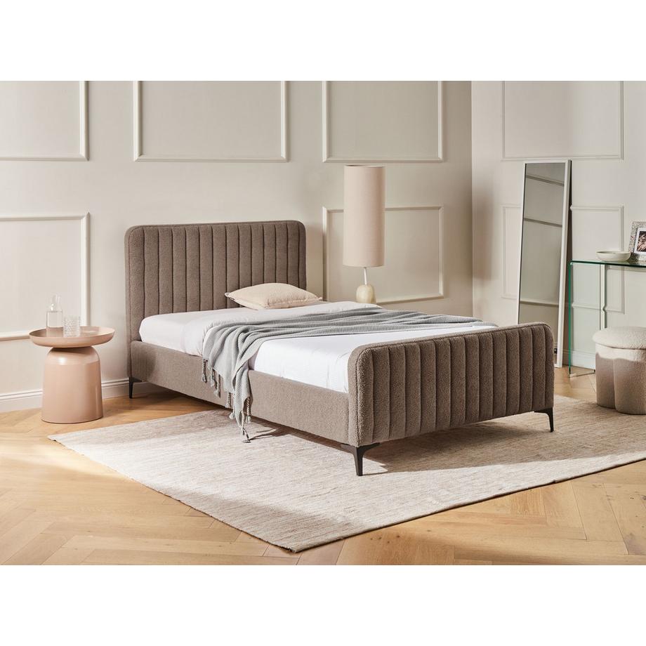 Beliani Bett mit Lattenrost aus Bouclé  LUNAN  