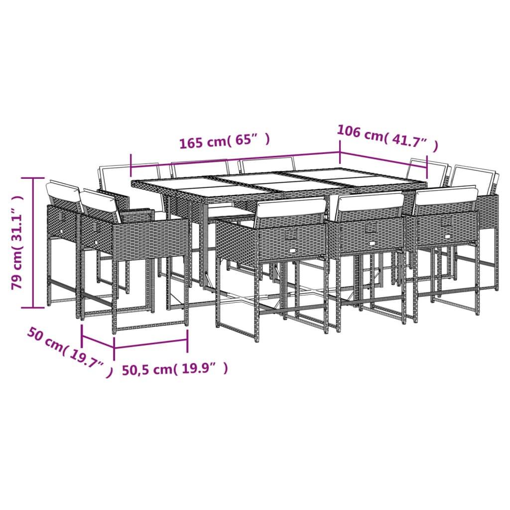 VidaXL Ensemble de salle à manger de jardin rotin synthétique  