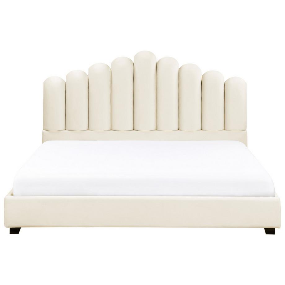 Beliani Lit avec sommier en Velours Glamour VINCENNES  