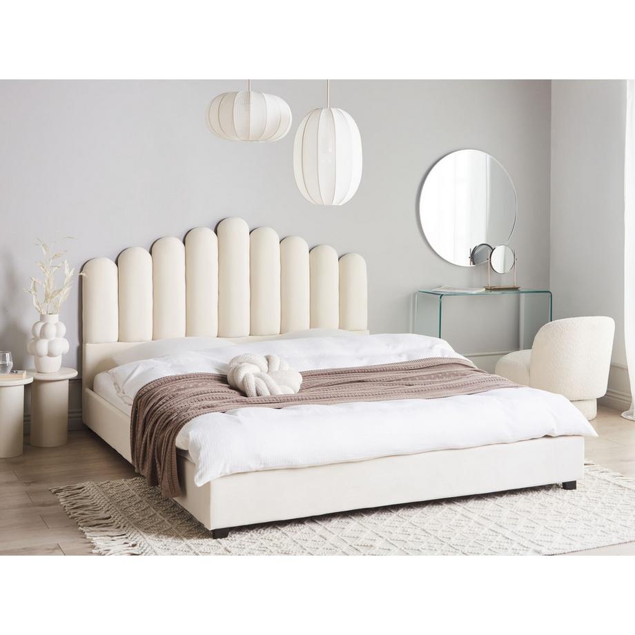 Beliani Lit avec sommier en Velours Glamour VINCENNES  