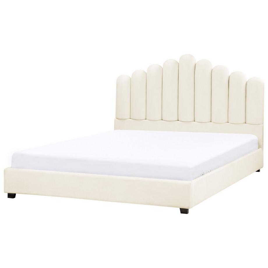 Beliani Lit avec sommier en Velours Glamour VINCENNES  