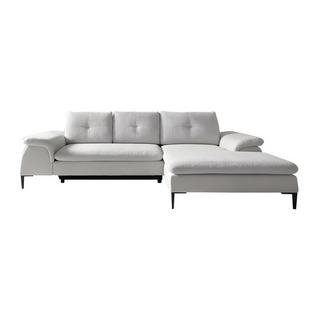 Vente-unique Ecksofa mit Schlaffunktion - Ecke rechts - Bouclé-Stoff - Weiß - JOLESA  