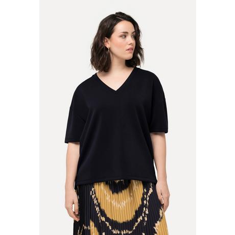 Ulla Popken  Felpa morbida dal taglio oversize con scollo a V e mezze maniche 