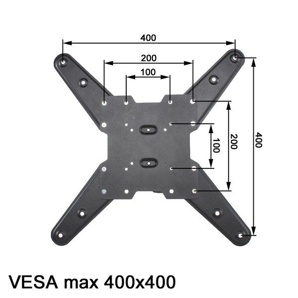 Tectake  Supporto montaggio a parete per monitor 26-75″ (66-191cm) inclinabile girevole, VESA max. 400 x 400, carico massimo 100 kg 