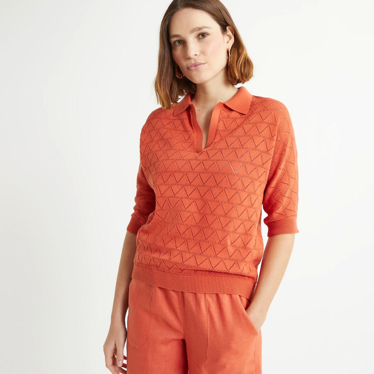 La Redoute Collections  Polopullover mit Lochmuster 