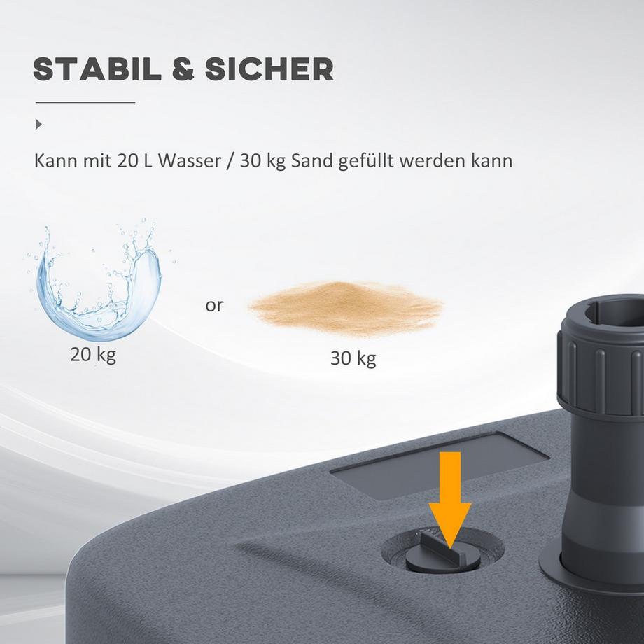Northio Schirmständer Befüllbar Sand/Wasser Schwarz 46X45X26Cm Bis 30Kg  