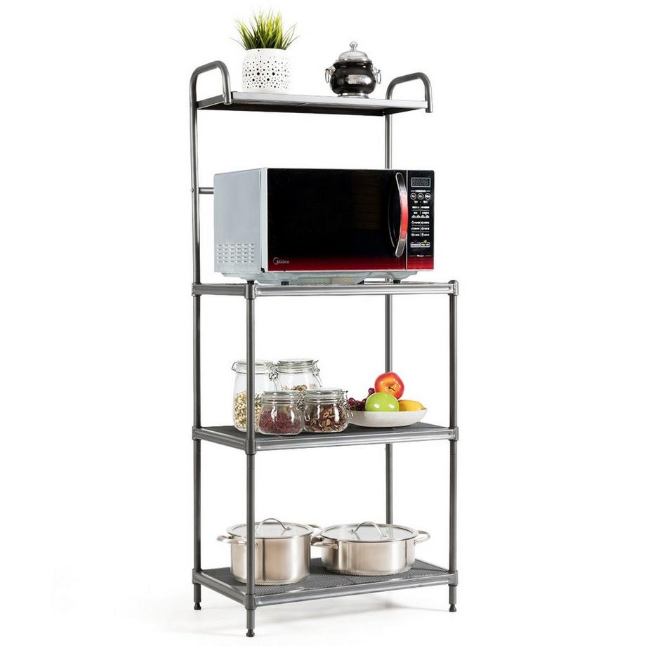 Northio Étagère de cuisine 4 étagères support micro-ondes réglable étagère domestique étagère debout  