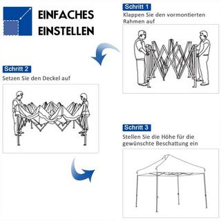 Northix Pavillon pliable 3 x 3 m, tente de fête d'hiver stable et étanche avec sac de transport sur roulettes bleu  