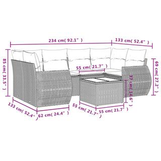 VidaXL Ensemble de canapés de jardin rotin synthétique  