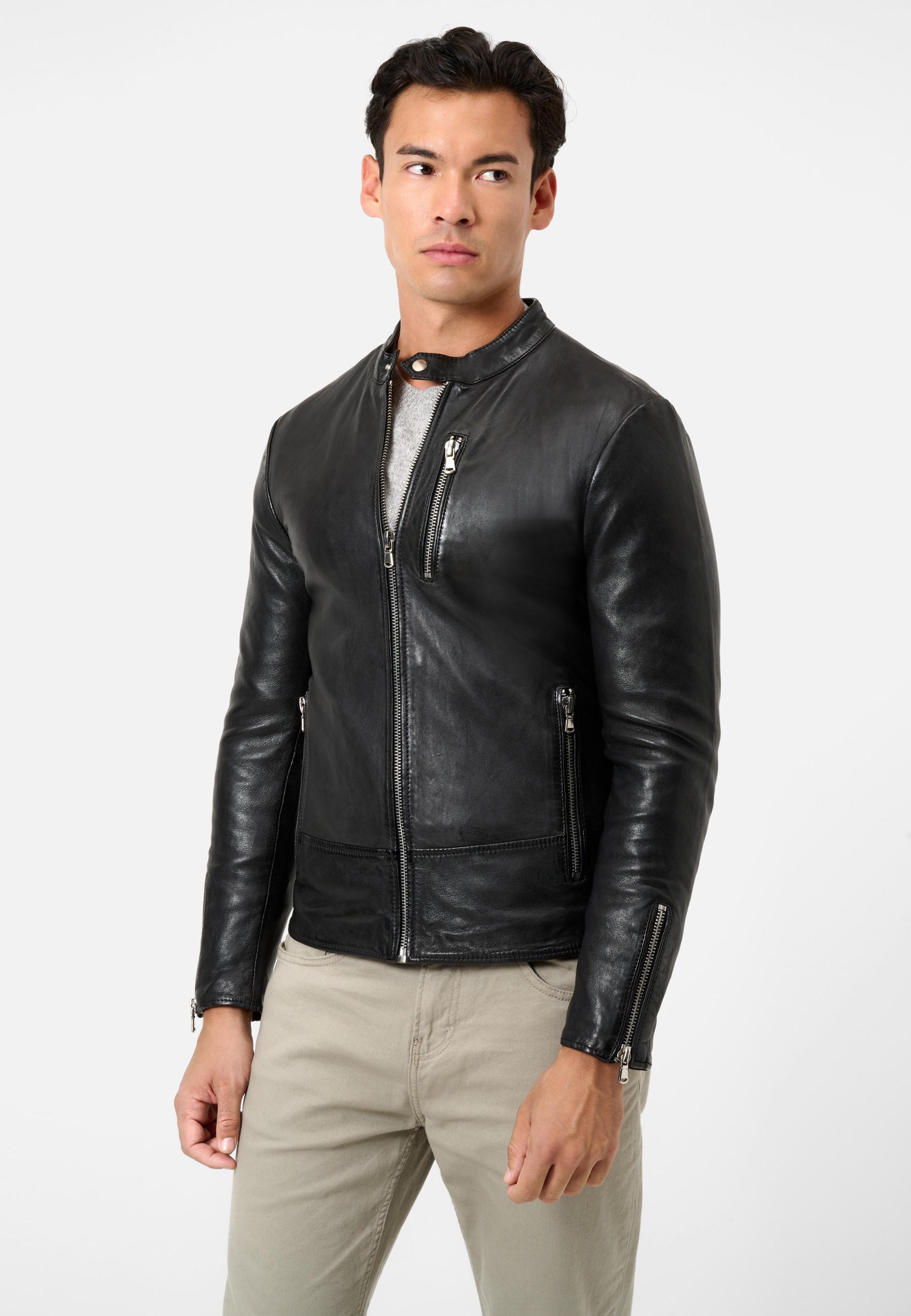 RICANO  Lederjacke Carlo, Bikerstil aus Lammleder 