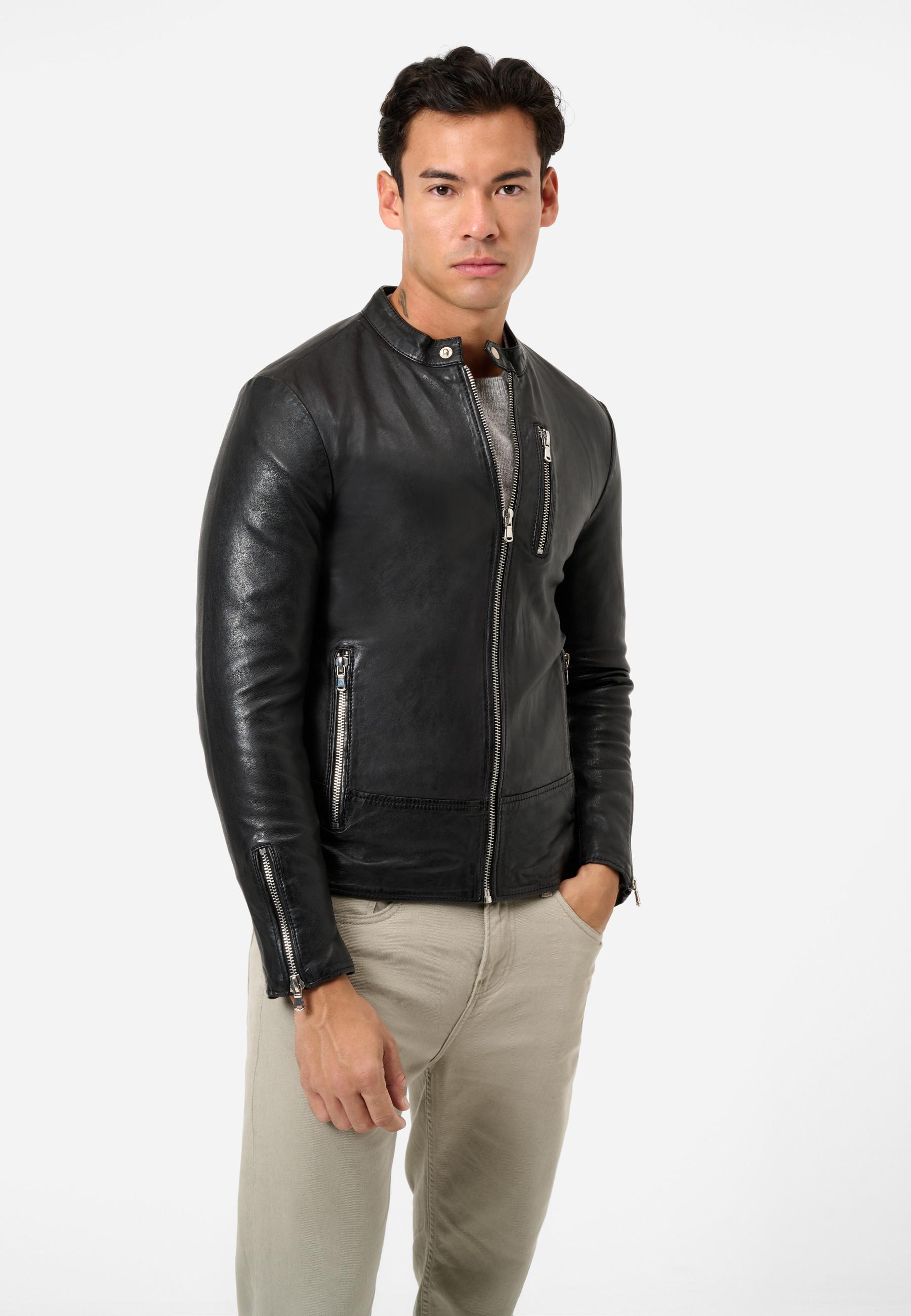 RICANO  Lederjacke Carlo, Bikerstil aus Lammleder 