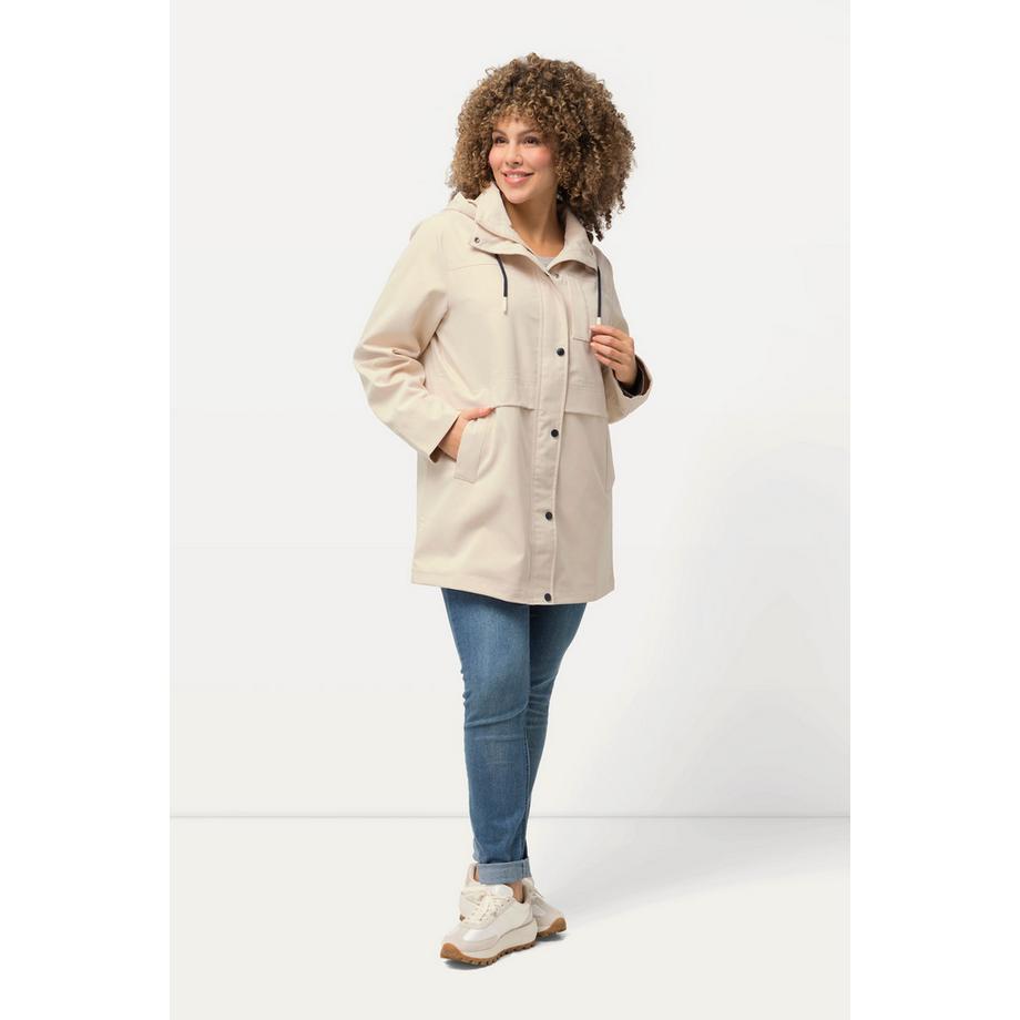 Ulla Popken HYPRAR Parka idrorepellente con collo alto e cappuccio  