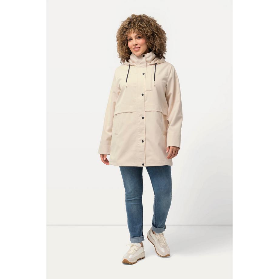 Ulla Popken HYPRAR Parka idrorepellente con collo alto e cappuccio  