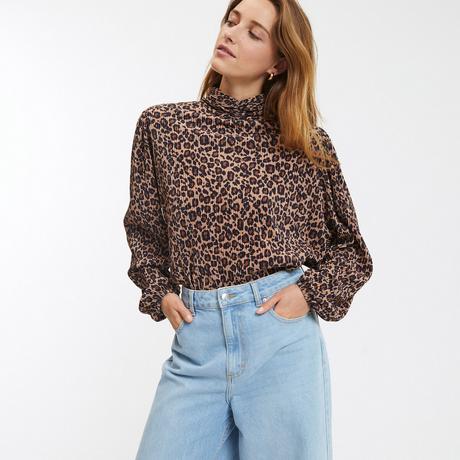 La Redoute Collections  Bluse mit Stehkragen und Leopardenprint 