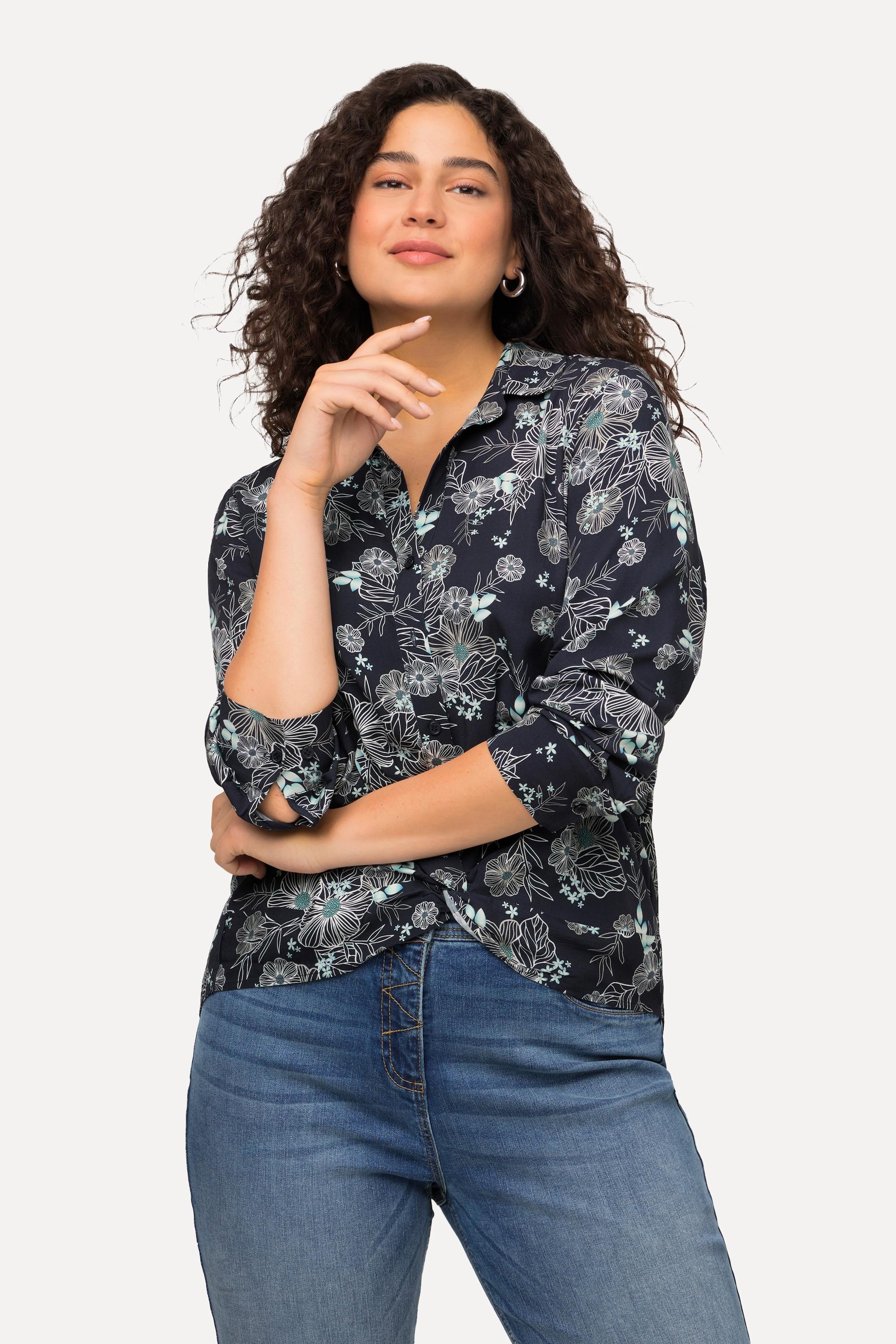 Ulla Popken Camicia stampa floreale maniche lunghe  
