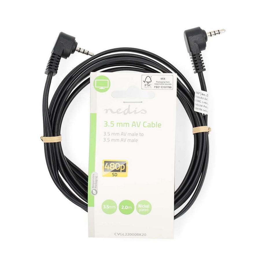 Nedis  Câble audio vidéo | 3,5 mm mâle | 3,5 mm mâle | Nickelé | 2,00 m | Rond | PVC | Noir 