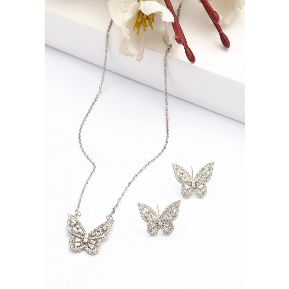 AVANT-GARDE PARIS  Verspielte Schmetterling-Ohrringe und Halskette Set 