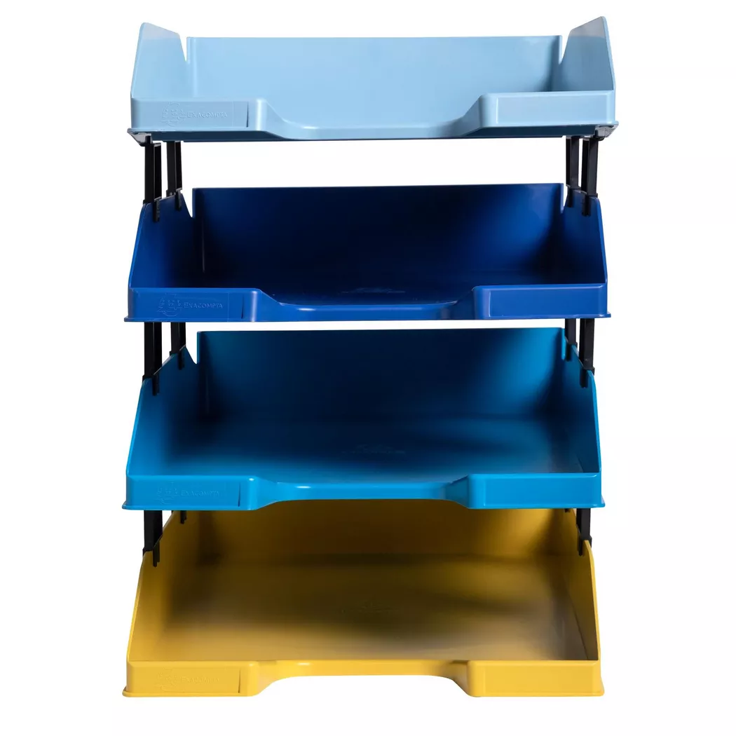 Exacompta – BEE BLUE, Set mit 4 Briefablagen, Combo Midi, für A4+, A4, Multicolor