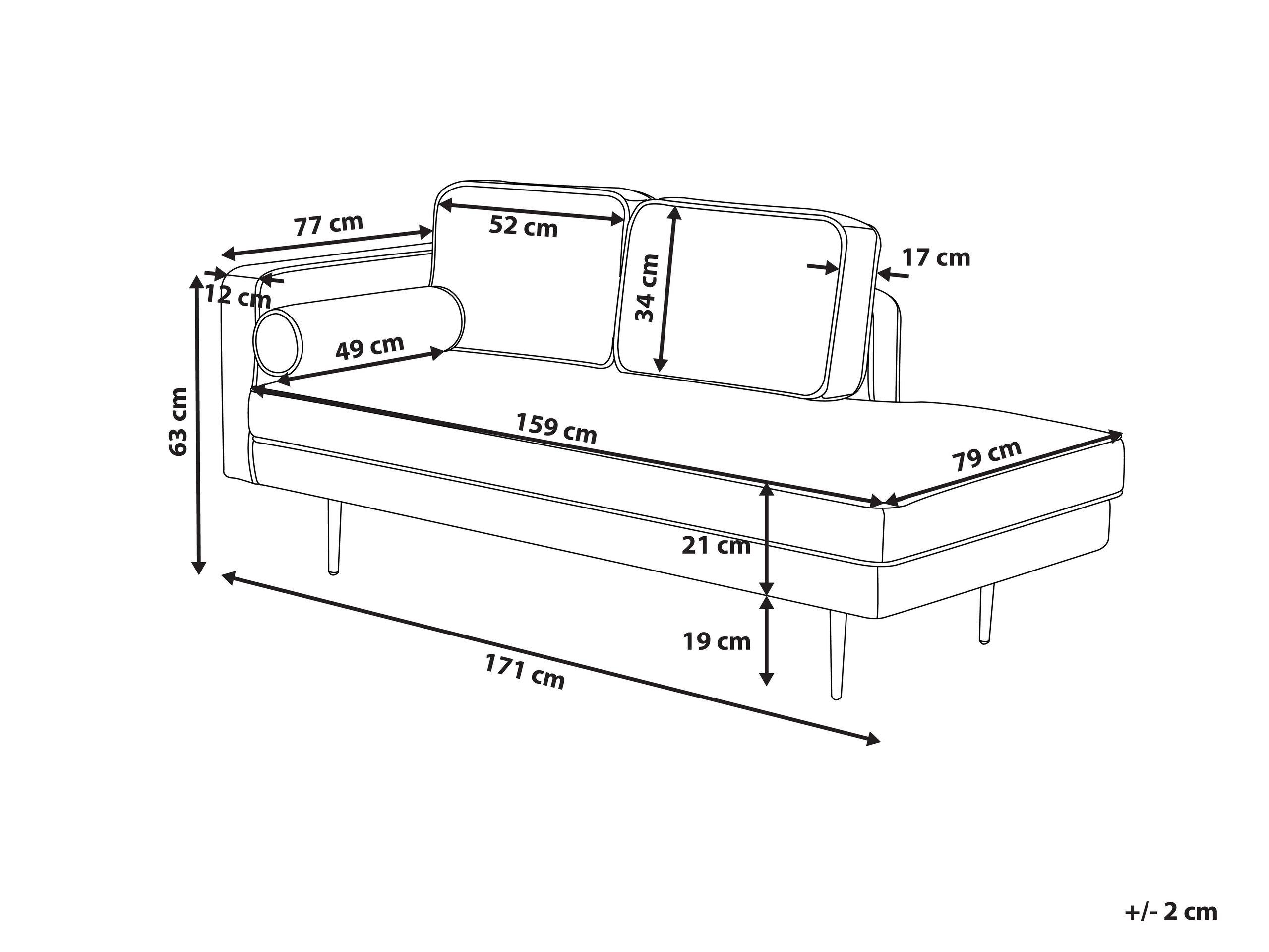 Beliani Chaise longue versione sinistra en Velluto Moderno MIRAMAS  