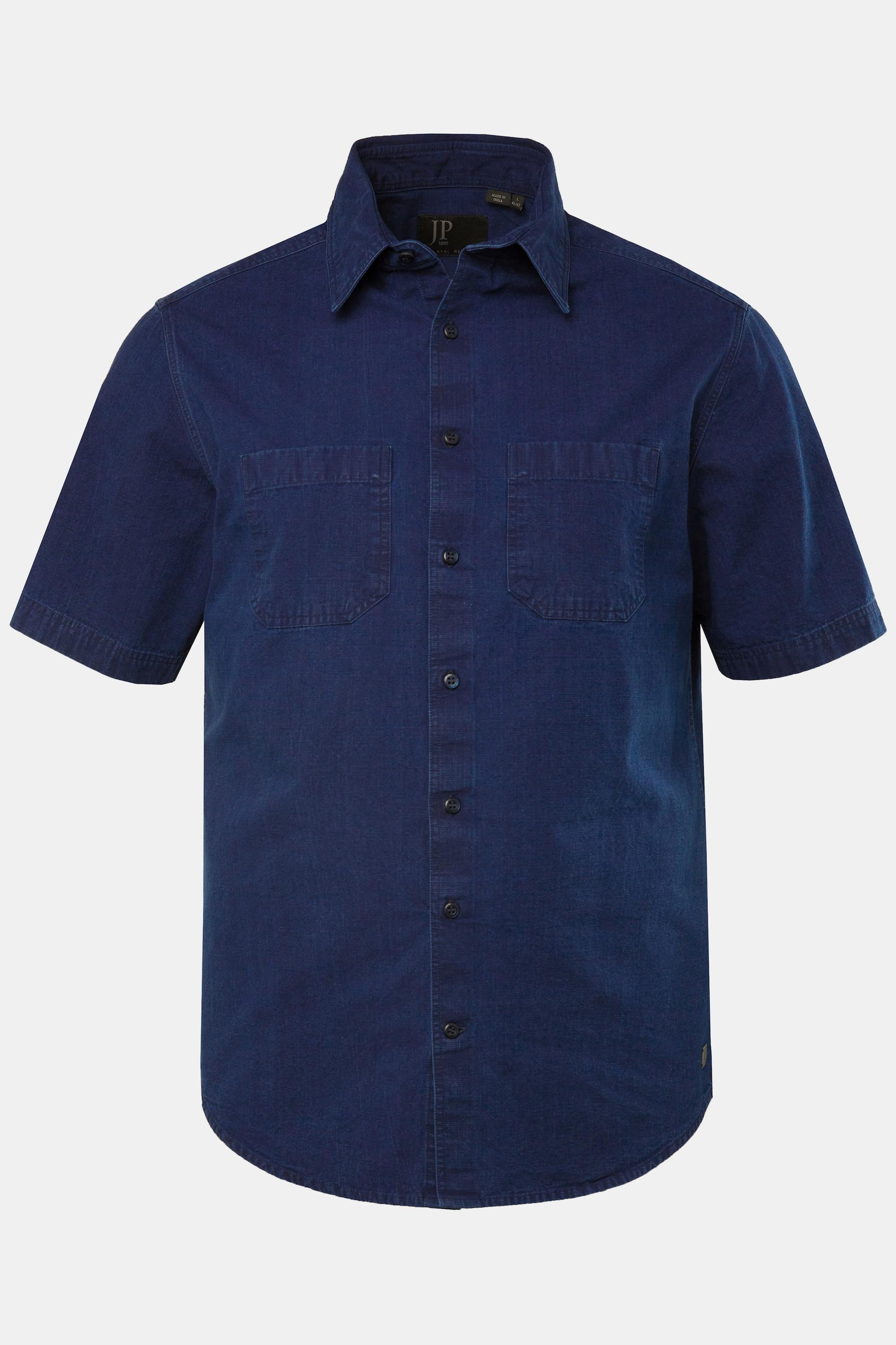 JP1880  Chemise à manches courtes et col kent. Coupe Modern -Fit jean bleu foncé 