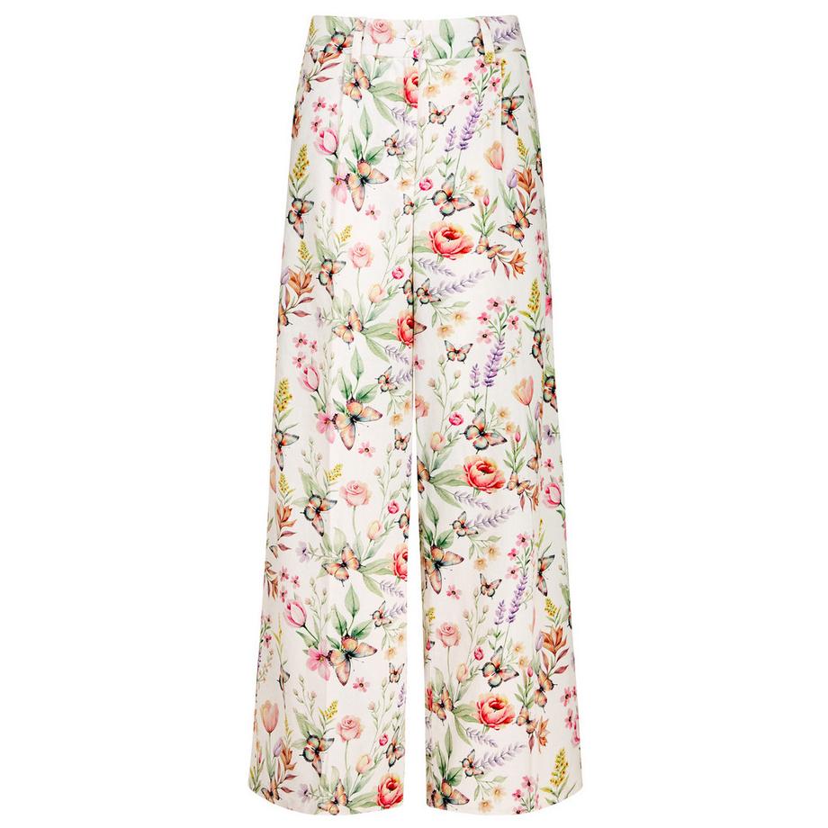 Joe Browns Pantalon Large en Mélange de Lin avec Imprimé Papillon et Floral  